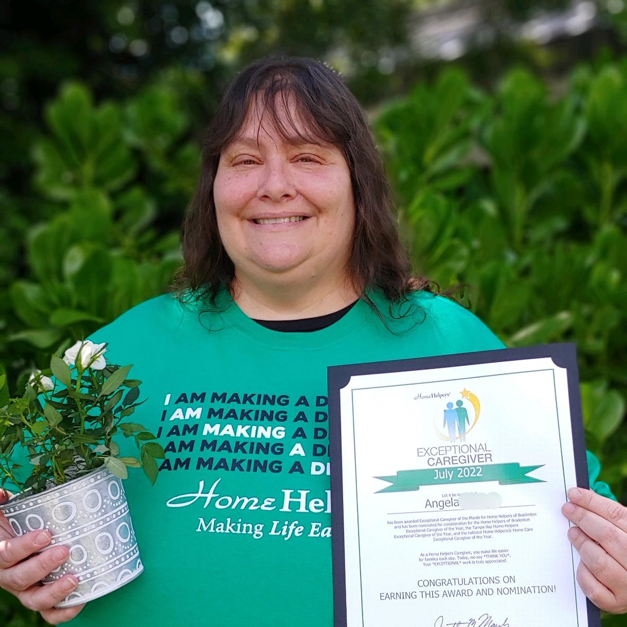 Home Helpers of Bradenton July 2022 Exceptional Caregiver of the Month: Angela