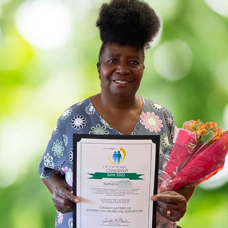 Home Helpers of Bradenton June 2022 Exceptional Caregiver of the Month: Barbara