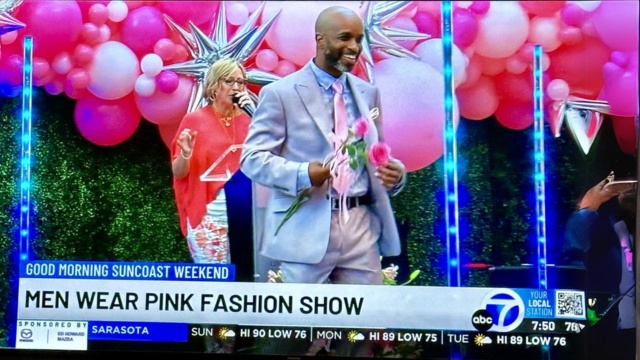 Jonathan Marsh on the runway during the Men Wear Pink Fashion Show