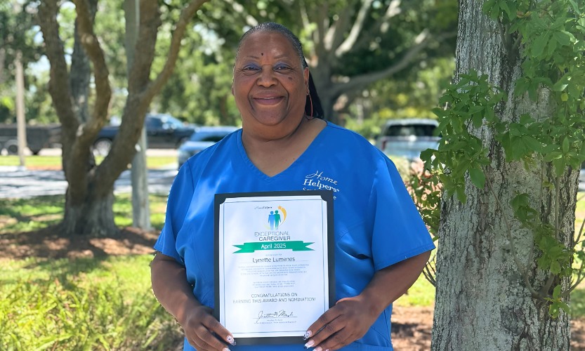 Lynette, Home Helpers of Bradenton April 2025 Exceptional Caregiver of the Month.