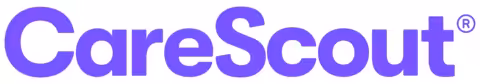 The image shows the word CareScout in bold, purple letters with a registered trademark symbol at the end.