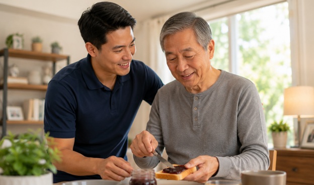 Senior rebuilding confidence in daily routines with home care services in Corte Madera, CA.