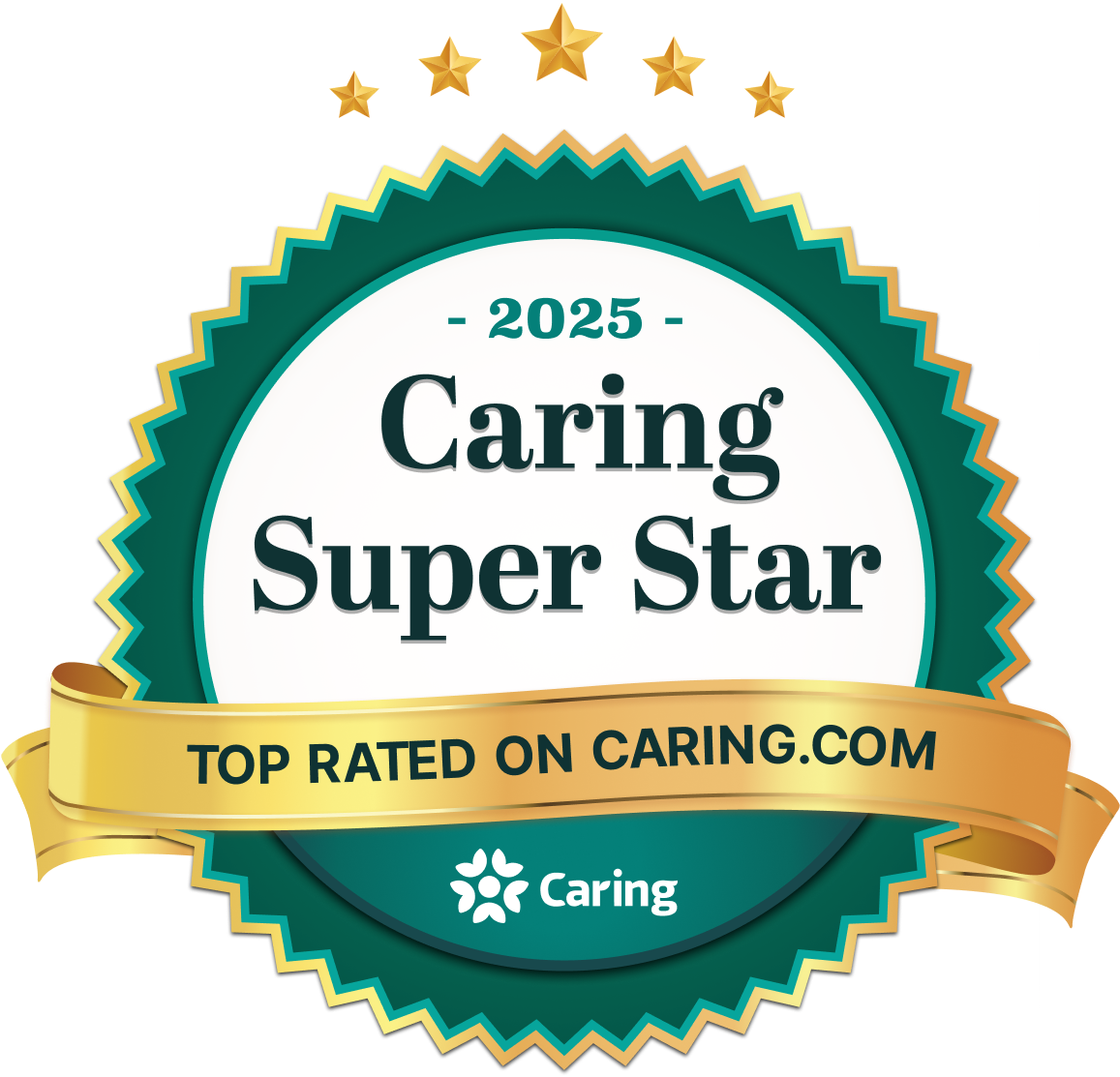 Caring Super Star 2025 badge for top-rated providers on Caring.com.