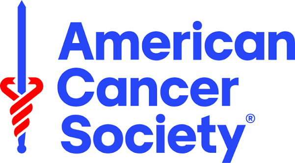 American Cancer Society logo featuring a blue sword intertwined with a red stylized serpent.