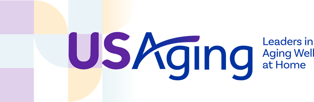 USAging logo with the text Leaders in Aging Well at Home.